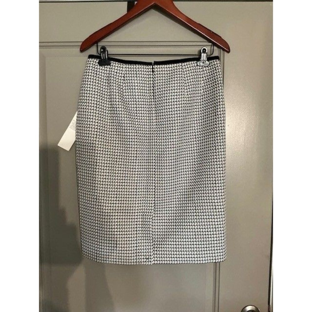 Calvin Klein Black/White Houndstooth Pencil Skirt Sz 6, Fully Lined, Vented NWT - Picture 3 of 8